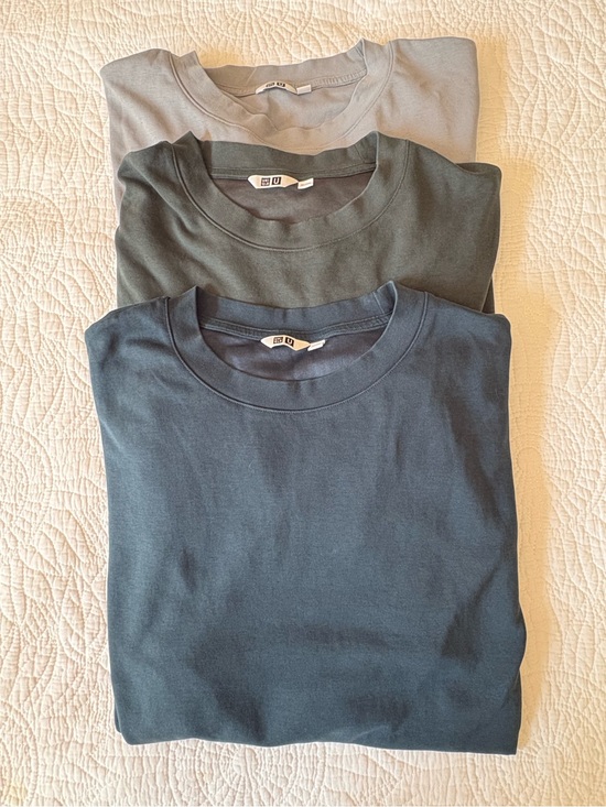 Uniqlo Other - Uniqlo Men's AIRism Oversized Cotton Tees - Light Gray, Olive, Navy 3 pac
